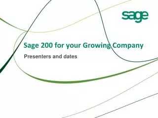 Sage 200 for your Growing Company
