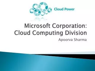 Microsoft Corporation: Cloud Computing Division