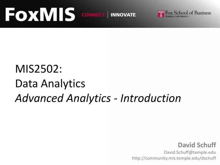 mis2502 data analytics advanced analytics introduction
