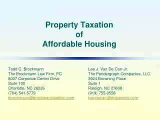 Property Taxation of Affordable Housing