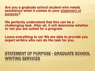Statement of Purpose Graduate School