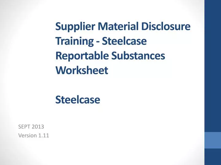 supplier material disclosure training steelcase reportable substances worksheet steelcase