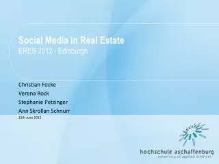 Social Media in Real Estate ERES 2012 - Edinburgh
