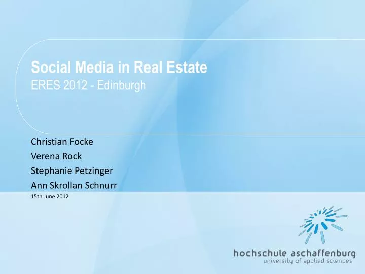 social media in real estate eres 2012 edinburgh