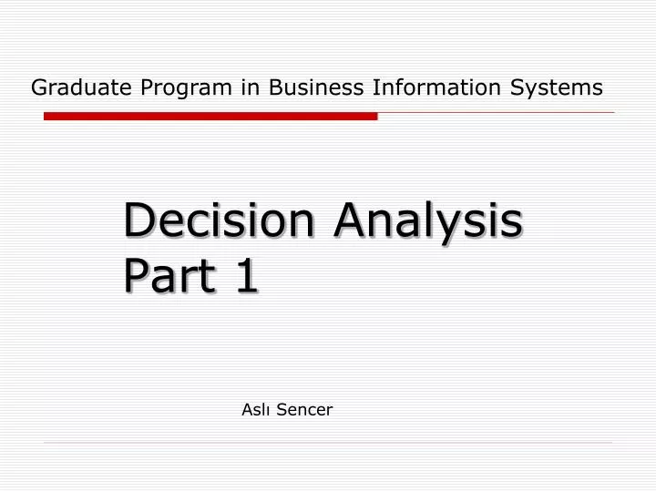 decision analysis part 1