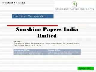 Sunshine Papers India limited