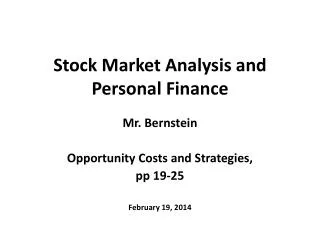 Stock Market Analysis and Personal Finance