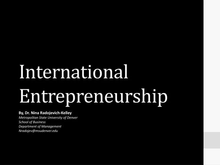 international entrepreneurship