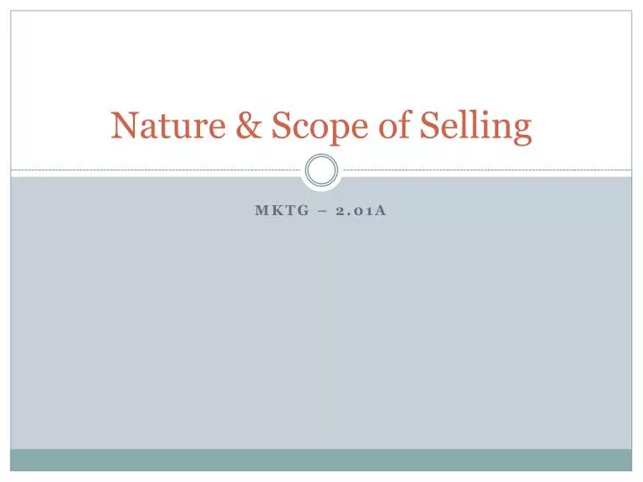 nature scope of selling