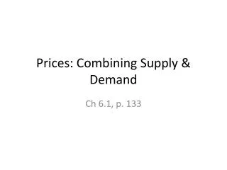 Prices: Combining Supply &amp; Demand