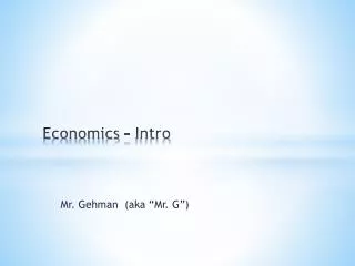 Economics - Intro