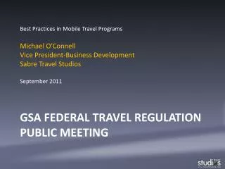 GSA Federal Travel Regulation Public Meeting