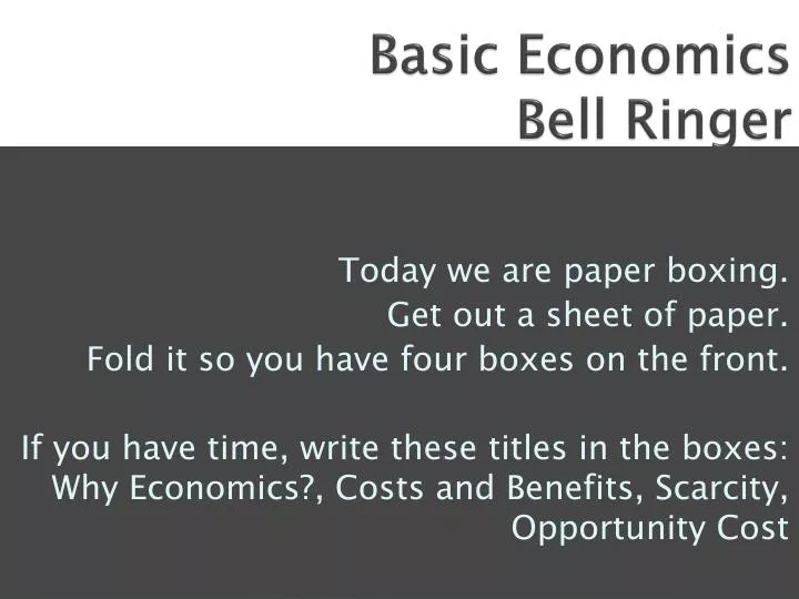 basic economics bell ringer