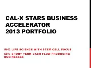 Cal-X stars Business Accelerator 2013 Portfolio