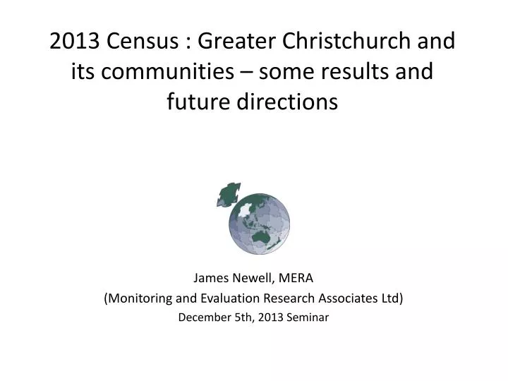 2013 census greater christchurch and its communities some results and future directions
