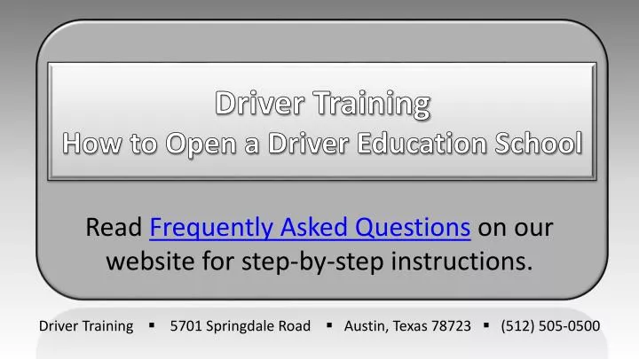 driver training how to open a driver education school