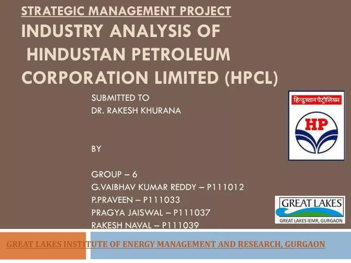 strategic management project industry analysis of hindustan petroleum corporation limited hpcl