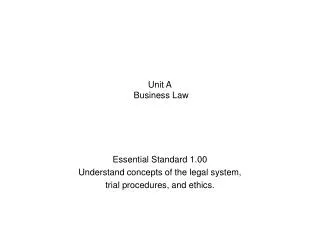 Unit A Business Law