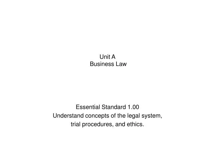 unit a business law