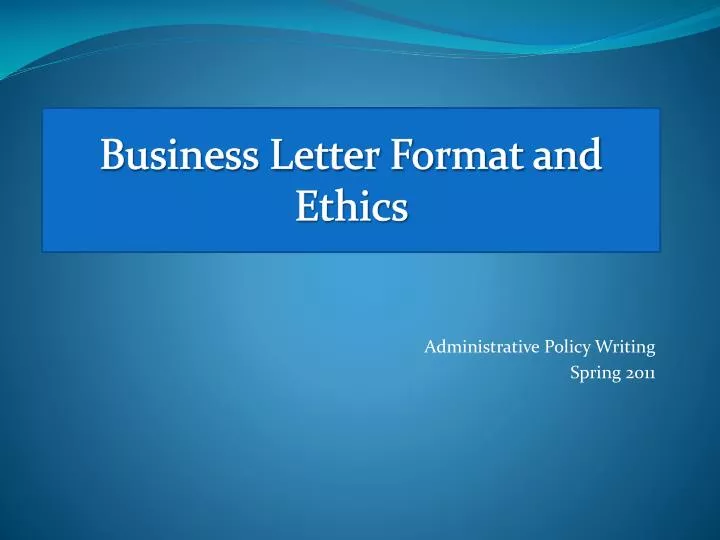 business letter format and ethics