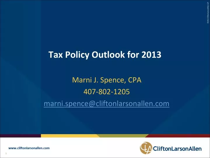 tax policy outlook for 2013