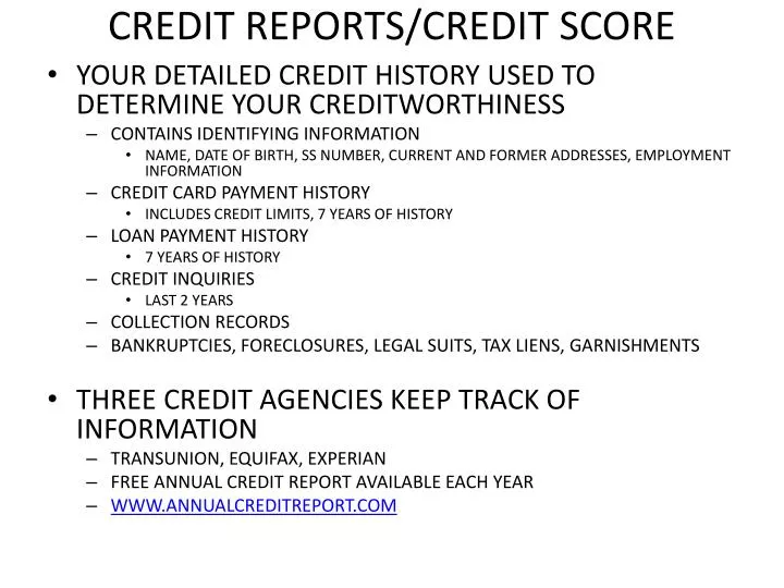 credit reports credit score