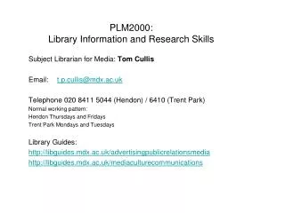PLM2000: Library Information and Research Skills