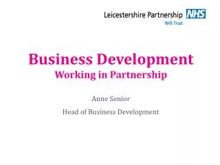 Business Development Working in Partnership