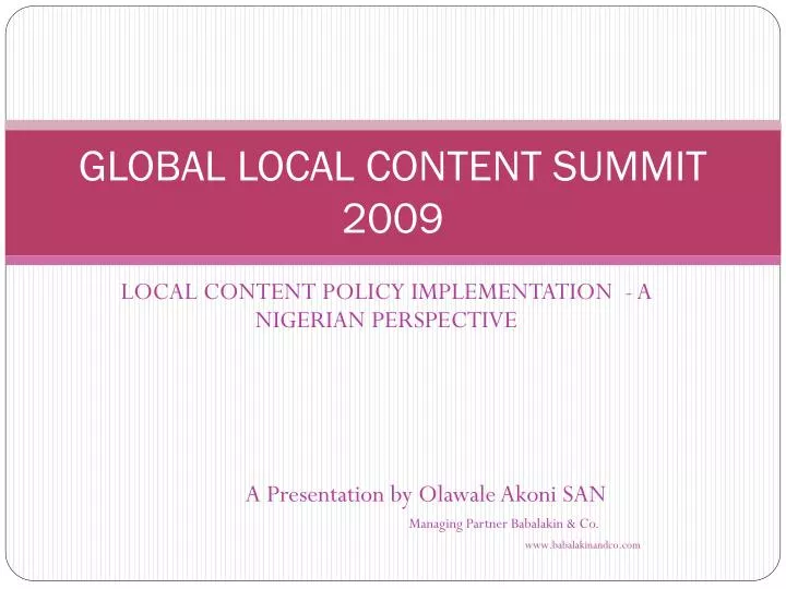 global local content summit 2009