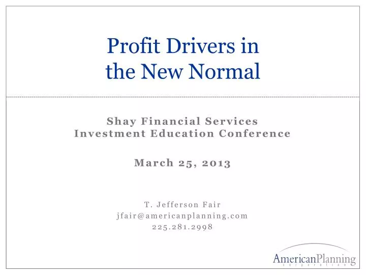profit drivers in the new normal