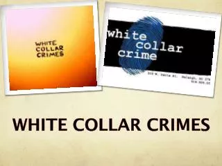 WHITE COLLAR CRIMES