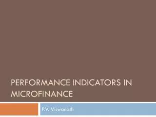 Performance indicators in microfinance