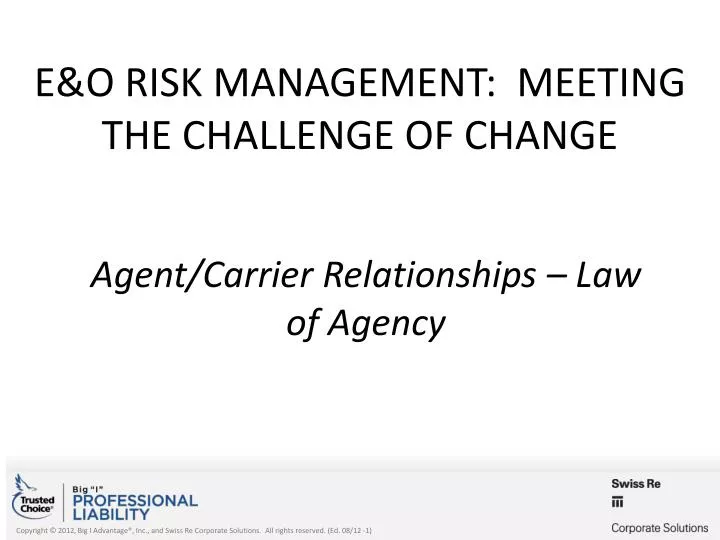 e o risk management meeting the challenge of change