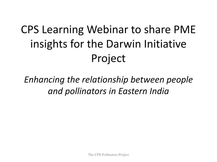 cps learning webinar to share pme insights for the darwin initiative project