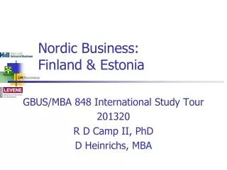 Nordic Business: Finland &amp; Estonia