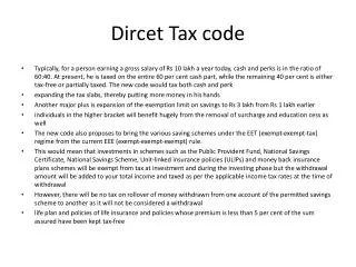 Dircet Tax code