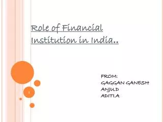 Role of Financial Institution in India ..