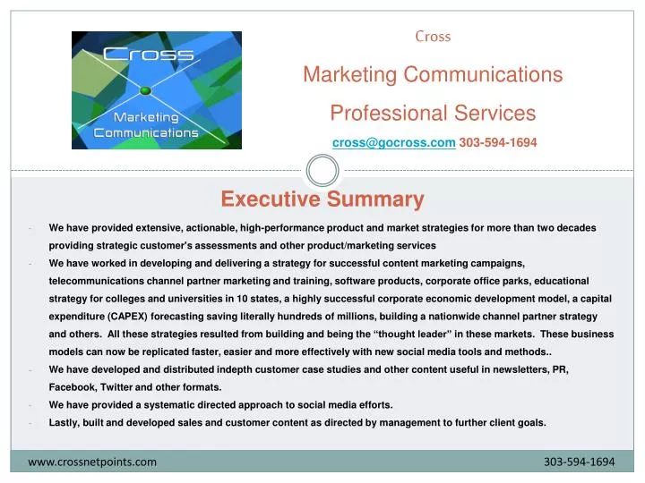cross marketing communications professional services cross@gocross com 303 594 1694