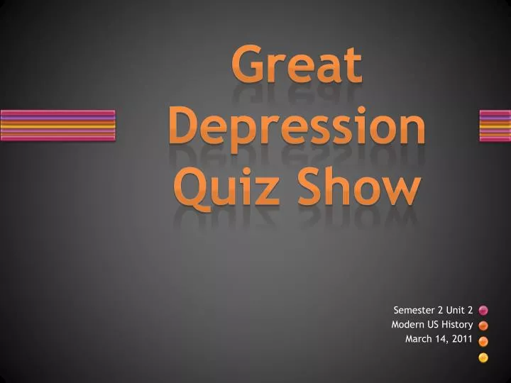 great depression quiz show