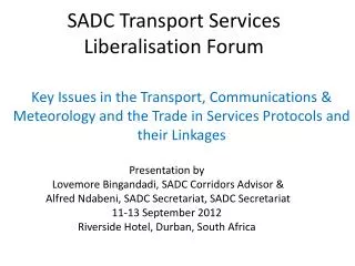 SADC Transport Services Liberalisation Forum