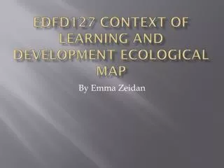 EDFD127 CONTEXT OF LEARNING AND DEVELOPMENT ECOLOGICAL MAP