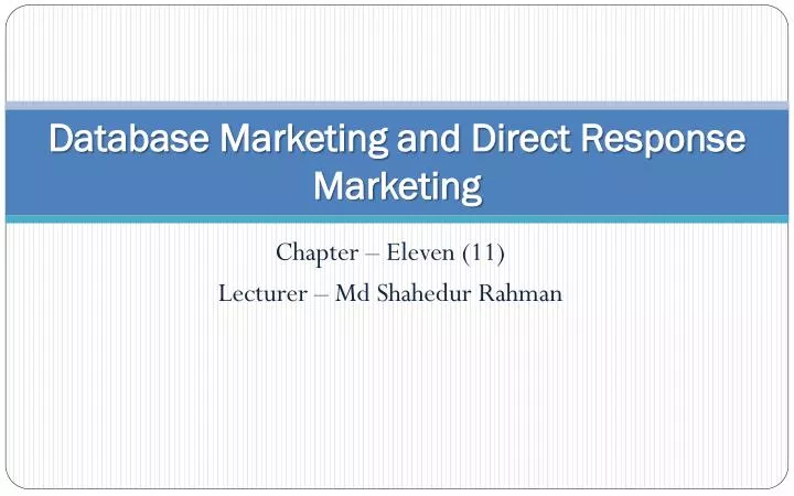 database marketing and direct response m a rketing