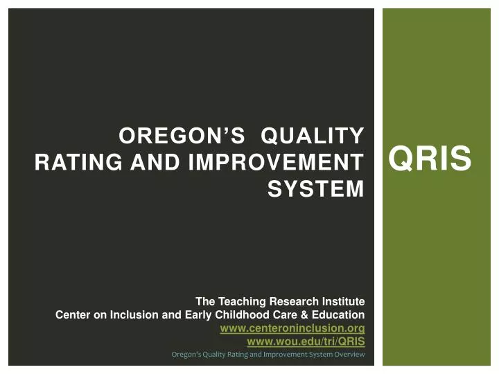oregon s quality rating and improvement system