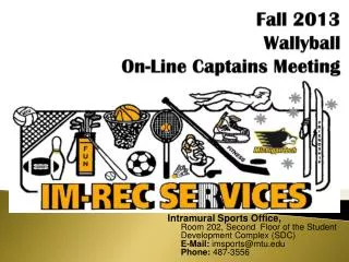 Fall 2013 Wallyball On-Line Captains Meeting