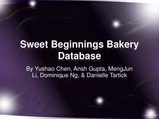 Sweet Beginnings Bakery Database