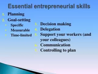 Essential entrepreneurial skills