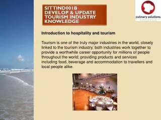 SITTIND001B DEVELOP &amp; UPDATE TOURISM INDUSTRY KNOWLEDGE