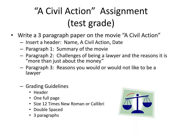 a civil action assignment test grade