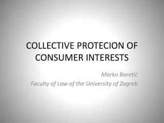 COLLECTIVE PROTECION OF CONSUMER INTERESTS