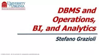 DBMS and Operations, BI, and Analytics